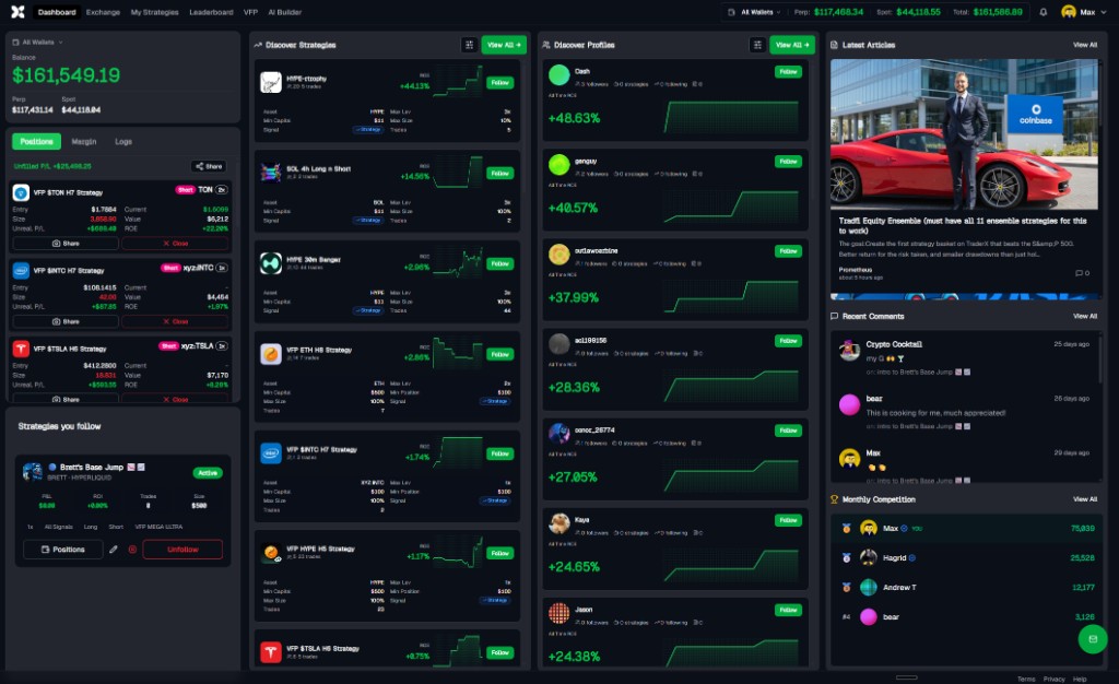 BB Trader X trading dashboard